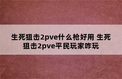 生死狙击2pve什么枪好用 生死狙击2pve平民玩家咋玩